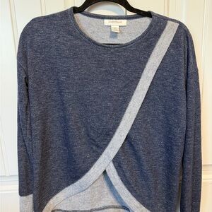 Motherhood Navy and Light Gray Maternity Top